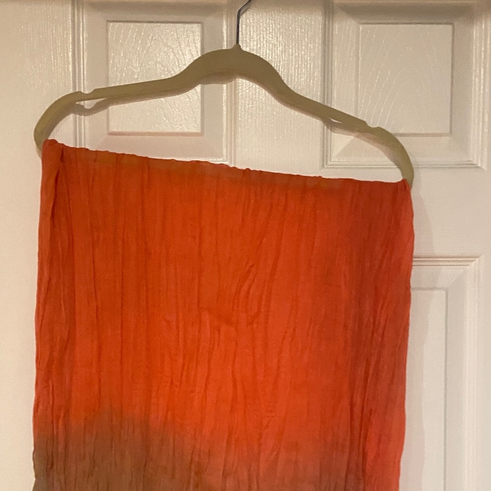 Chico's Vibrant Orange and Tan Scarf - Picture 4 of 5